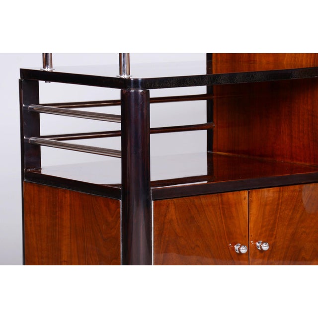 Czech Art Deco Trolley Walnut and Chrome-Plated Steel from Thonet, 1930s For Sale - Image 11 of 15