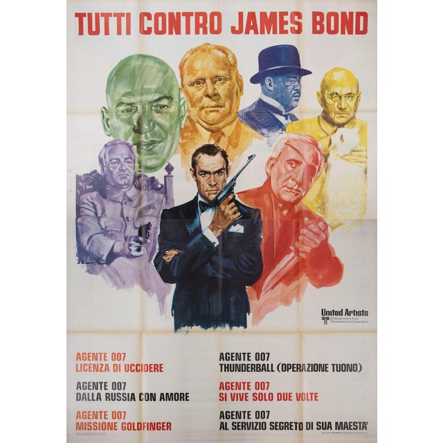 Tutti Contro James Bond Color Lithographic Poster, Italy,1972 For Sale - Image 4 of 5