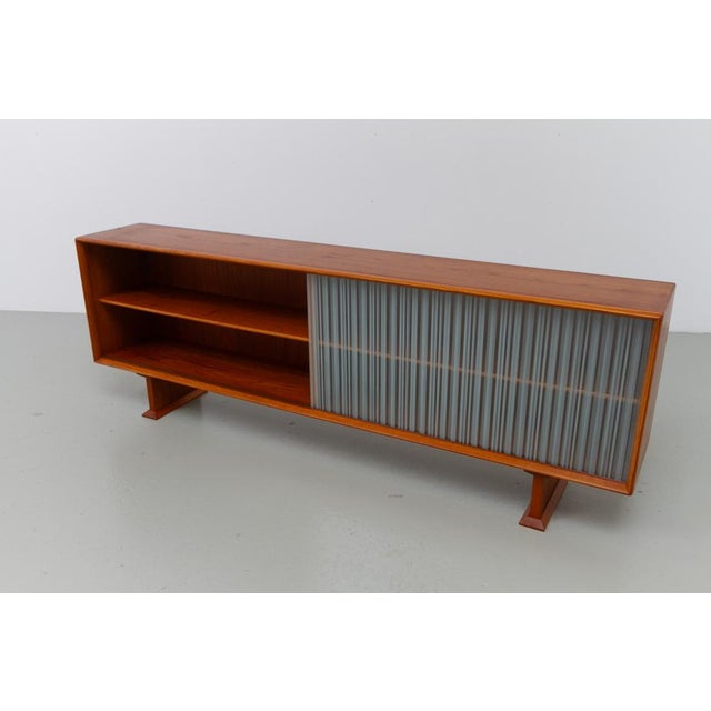 Danish Modern Low Teak Sideboard with Etched Glass Doors from Skovby, 1960s For Sale - Image 11 of 18