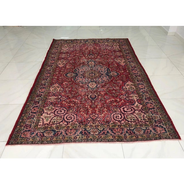 1970s Vintage Turkish Handwoven Rug - 5′10″ × 9′8″ For Sale - Image 11 of 11