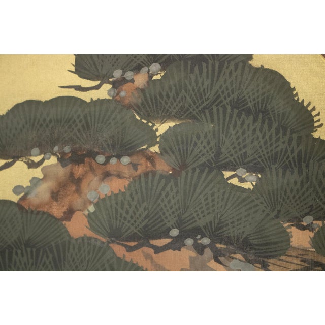 "The Tale of Genji" Early Shōwa Era Japanese Painted Silk Byobu Screen, C. 1930-1950s For Sale - Image 11 of 18