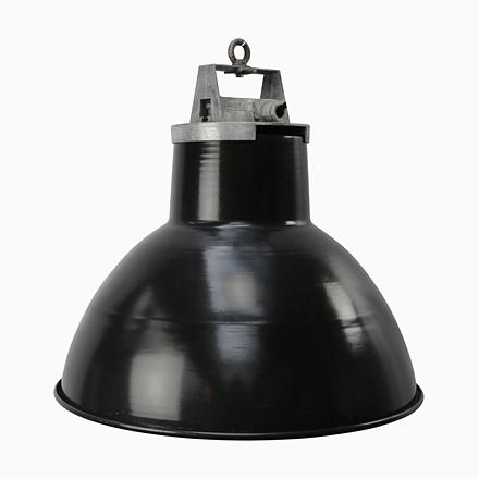 Vintage Industrial Black Enamel Pendant Light by Mazda, France For Sale - Image 6 of 6