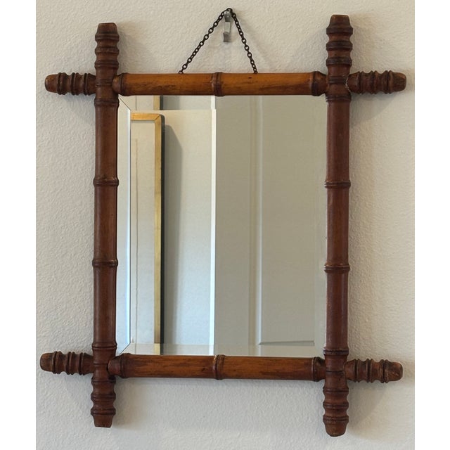 Antique French Faux Bamboo Beveled Mirror CIRCA: 1900 MAKER'S MARK: None Present ORIGIN: France CONDITION: Good antique...