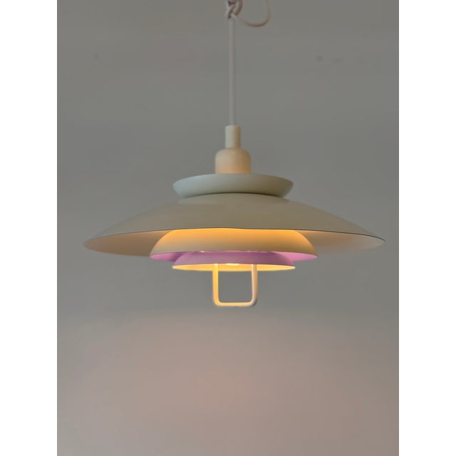 Large Vintage Danish Form-Light Pendant Lamp in White and Cobalt Blue, Denmark, 1970s For Sale - Image 10 of 18