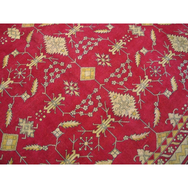 Impressive Red and Yellow Color With Geometric Design Antique Indian Rug For Sale - Image 4 of 8