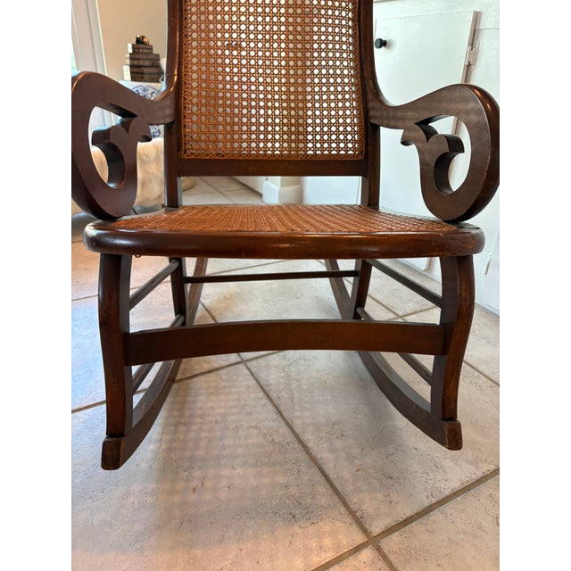 Antique Bentwood Cane Rocking Chair in the Manner of Thonet For Sale - Image 10 of 18