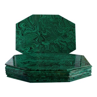 1960s Mid Century Faux Malachite Place Mats - Set of 10 For Sale