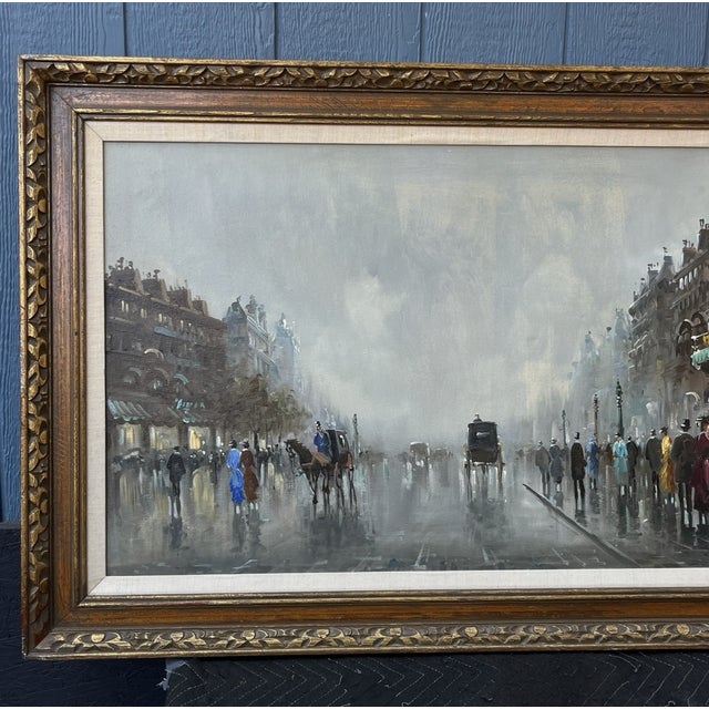 Impressionist Late 20th Century Antonio Devity Paris Street Scene Oil Painting Framed & Signed Art Impressionism Traditional 1800s Cityscape For Sale - Image 3 of 13