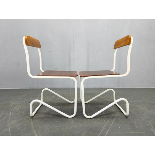Wood Bauhaus Cantilever Chairs in Tubular Steel, Germany, 1930s, Set of 4 For Sale - Image 7 of 14