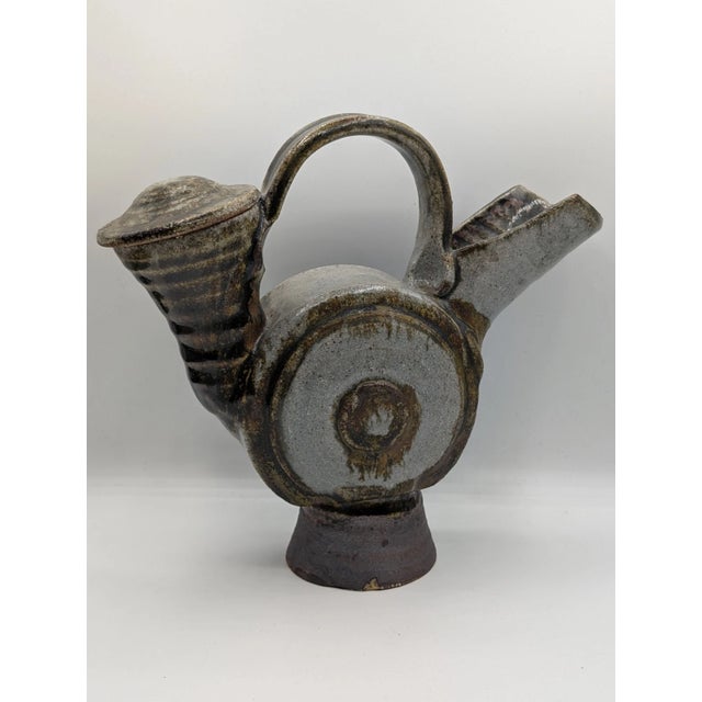 Vintage Mid Century Modern Ceramic Studio Art Pitcher With Lid For Sale - Image 12 of 16