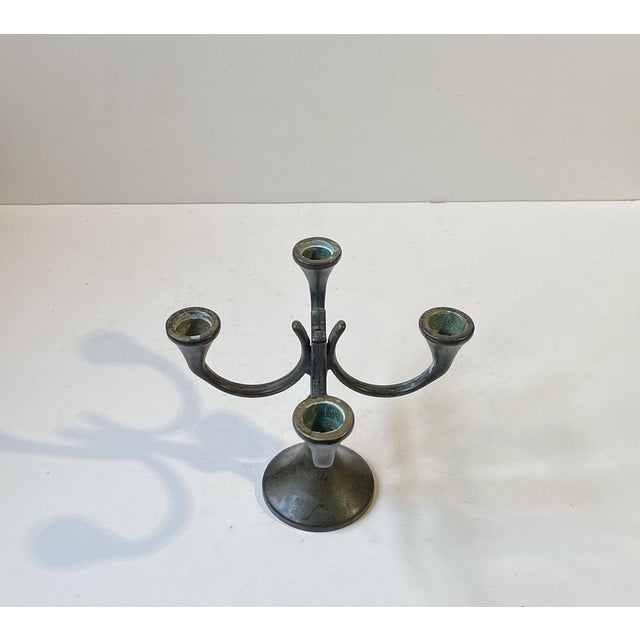 1970s Brutalist Candelabra in Patinated Bronze, 1970s For Sale - Image 5 of 8