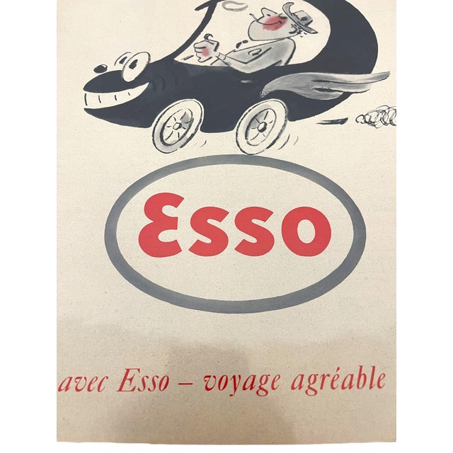 Mid 20th Century French Esso Advertising Print Gasoline Poster For Sale - Image 11 of 11