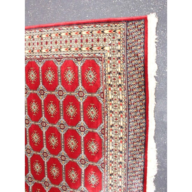 Red Vintage Bokhara Wool Rug Made In Greece For Sale - Image 8 of 13