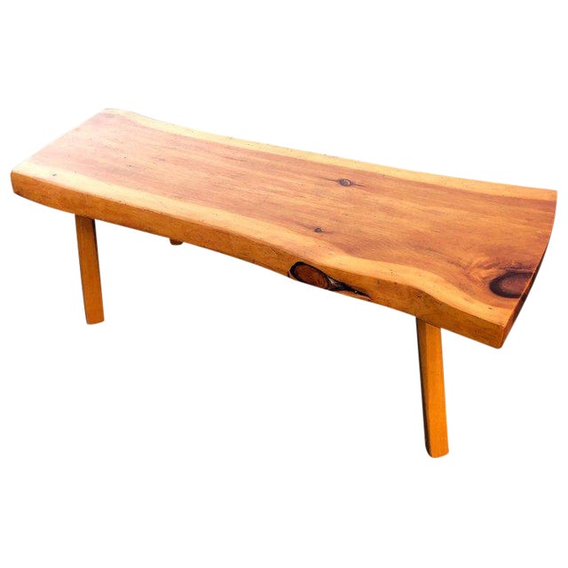 1970s Mid Century Modern Live Edge Wooden Slab Bench Chairish