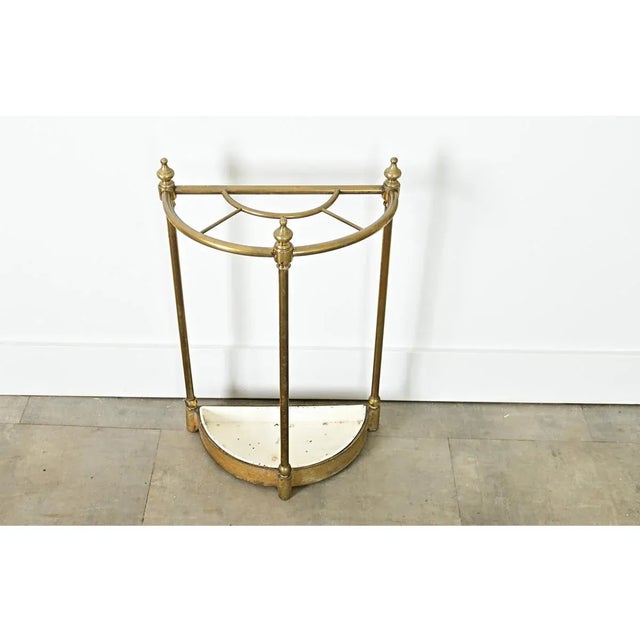 French 20th Century Brass Demilune Umbrella Stand For Sale - Image 4 of 10