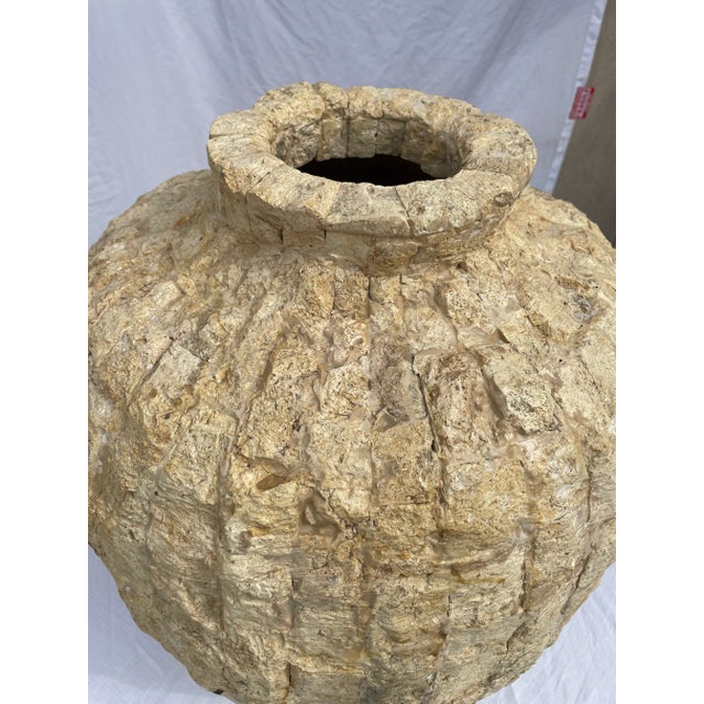 Late 20th Century Raw Tessellated Fossil Stone Floor Vase For Sale - Image 5 of 9