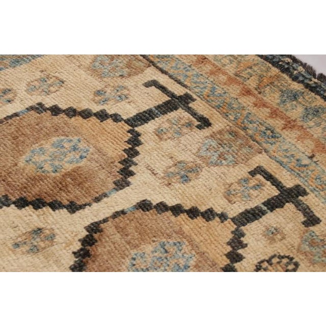 1950s Vintage Persian Gabbeh Rug, Tribal Geometric Patterns in Beige and Blue For Sale - Image 5 of 10