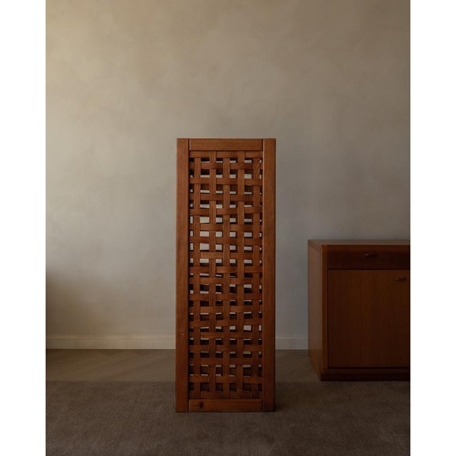 1970s Vintage Wooden Room Divider or Folding Screen in Lattice Weave, 1970s For Sale - Image 5 of 16