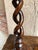 Antique English Oak Open Barley Twist Candlesticks Jacobean Pair C1860 12.5” For Sale - Image 4 of 18
