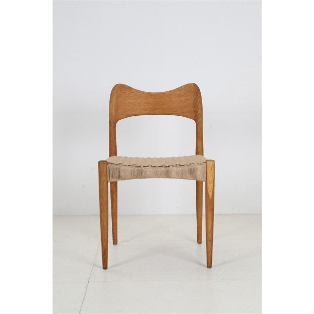 1970s Danish Oak Chairs with Paper Cord by Arne Hovmand Olsen for Mogens Kold, 1970s, Set of 4 For Sale - Image 5 of 18
