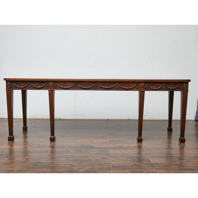 English Neoclassical Style 19th Century Mahogany Console Table with Carved Swags For Sale - Image 4 of 11