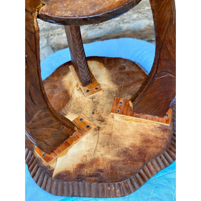 Antique Liberty & Co Art Nouveau Carved Floral Motif Plant Stand Table For Sale - Image 10 of 11