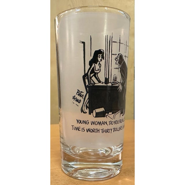 Glass Set of 3 Mid-Century Frosted High Ball Glasses, Peter Arno, 1940's For Sale - Image 7 of 10