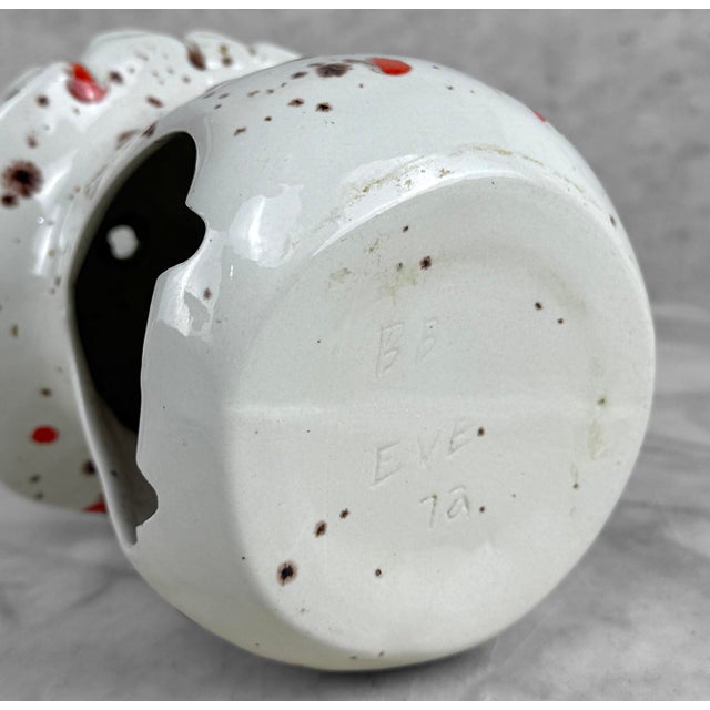 Vintage 1970s White & Red Drip Glazed Mushroom Ashtray For Sale - Image 9 of 9