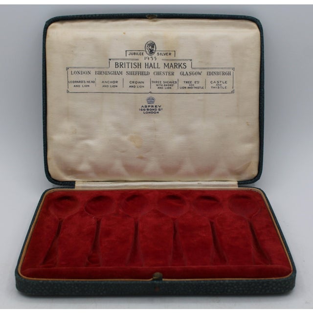 Asprey & Co. 1935 English Cased Set of Six Sterling Silver 5 O'Clock Spoons by Roberts & Belk For Sale - Image 4 of 7