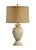 Hand decorated composite in old worn white 30h x 7.5w x 7.5d Shade Dimensions: top(16) bottom(17) side(12)