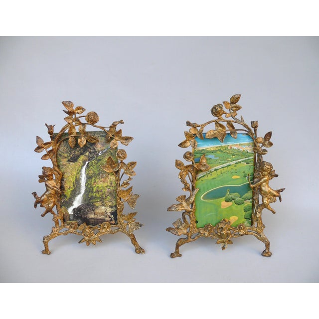 Biedermeier Picture Frames Amor in Bronze, Set of 2 For Sale - Image 3 of 18