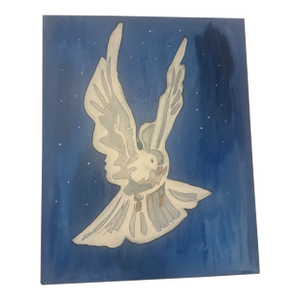 White Dove Flying Original Painting on Stretched Canvas