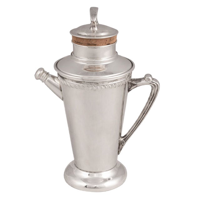 American Silver-Plated Recipe Cocktail Shaker, 1930s For Sale