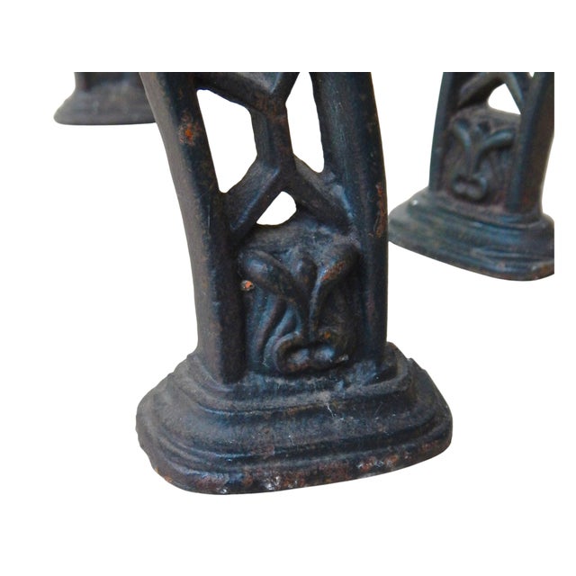 Pair 19th Century Antique European Cast Iron Garden / Patio Stools / Seats For Sale - Image 9 of 13