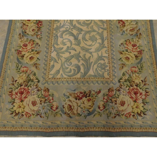 Green Vintage Hand Made Wool Needlepoint For Sale - Image 8 of 12