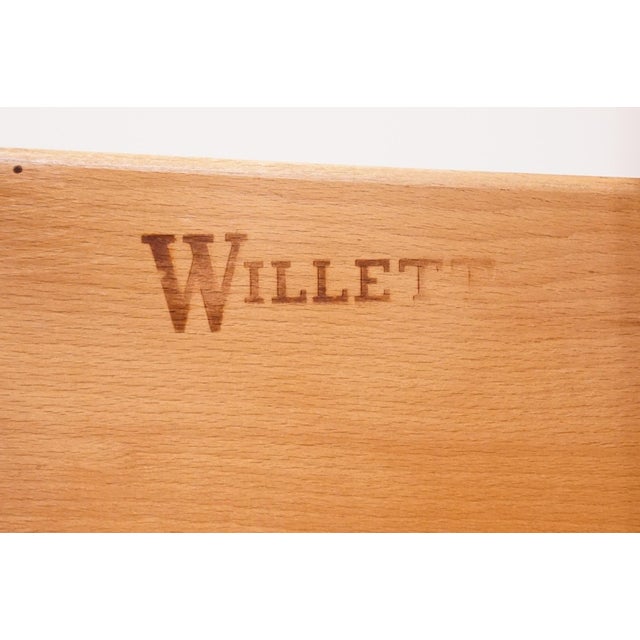 Willett Furniture Solid Hard Rock Maple MCM Mid Century Modern 29" Two Drawer Nightstand For Sale - Image 9 of 12