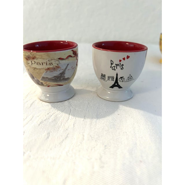 French 1980s French Ceramic Egg Cups, Set of 5 For Sale - Image 3 of 6
