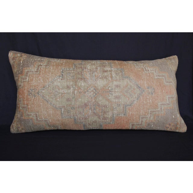 Textile Handmade Double Knotted Oushak Rug Pillow Cover -15'' X 32'' For Sale - Image 7 of 11