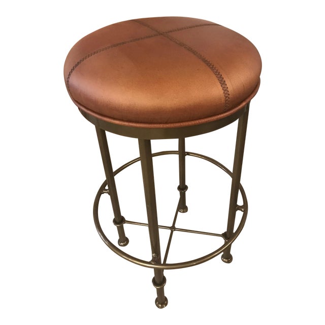 Rustic Leather Counter Stool Chairish