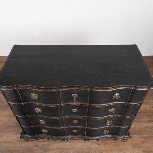 18th Century Rococo Black Large Chest of Four Drawers From Denmark For Sale - Image 4 of 18