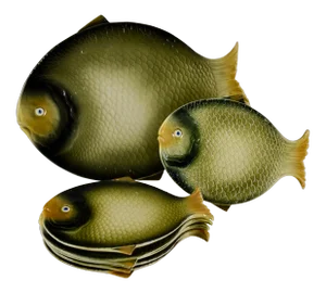 Italian Mid-Century Majolica Fish Service- Set of 7