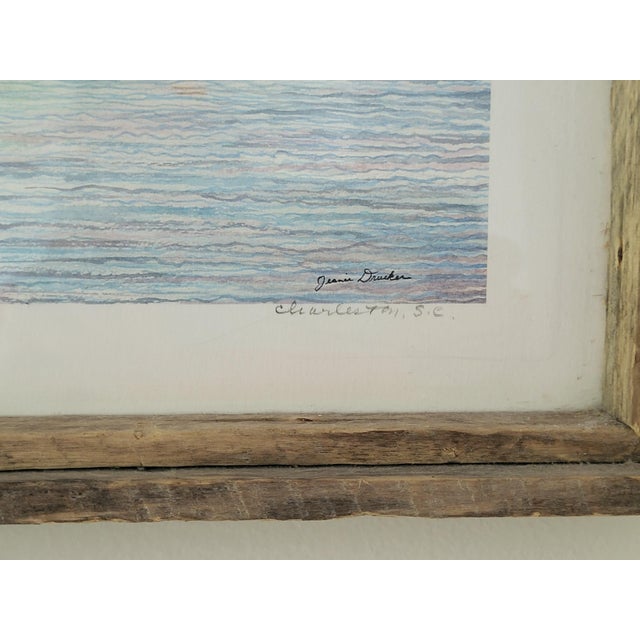 Late 20th Century Jeanie Drucker Battery Reflections Charleston Sc Framed Watercolor Print 17x11 For Sale In Philadelphia - Image 6 of 11