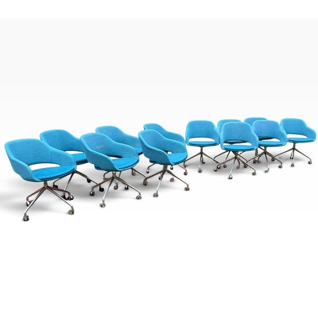 Gemma Bernal “Martini” Swivel Chair for Source International – Teal Bouclé, Chrome Caster Base For Sale - Image 12 of 16