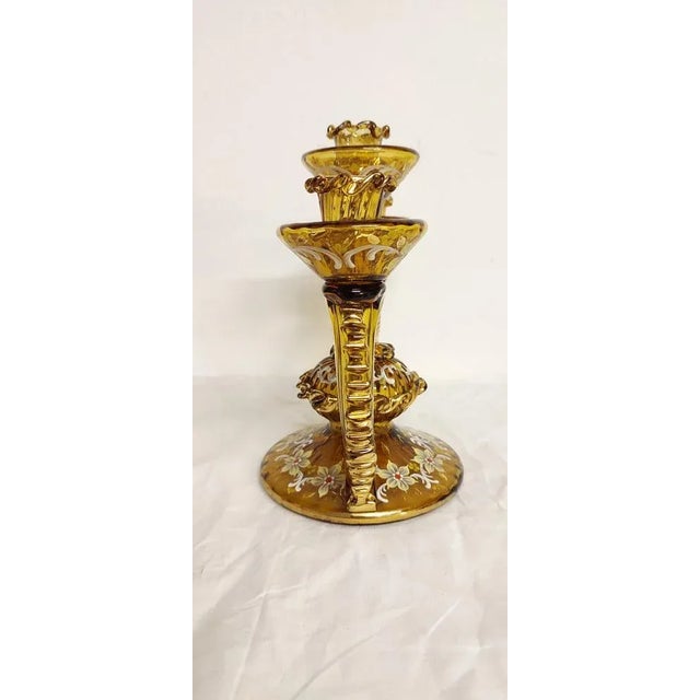Hand-Painted Crystal Candleholder, Italy, 1940s For Sale - Image 4 of 13