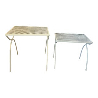 Mid 20th Century Wrought Iron Patio Side Tables by Salterini - Set of 2, Attributed For Sale