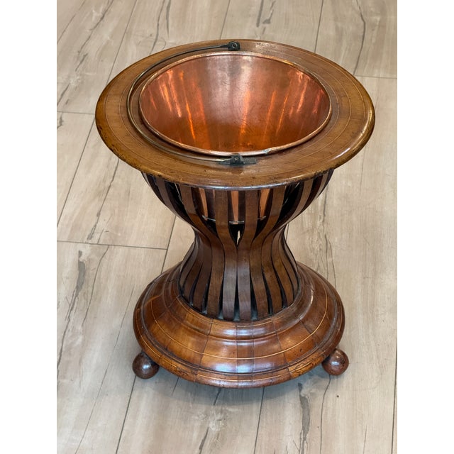 English Mid 19th Century Classical Form Mahogany, Brass and Copper Peat Bucket For Sale - Image 3 of 8