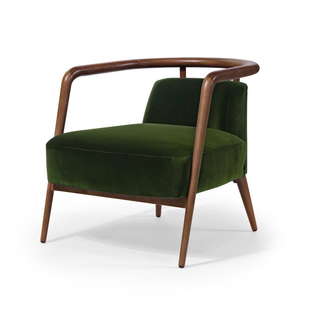 Wood Essex Green Velvet Armchair by Javier Gomez For Sale - Image 7 of 7