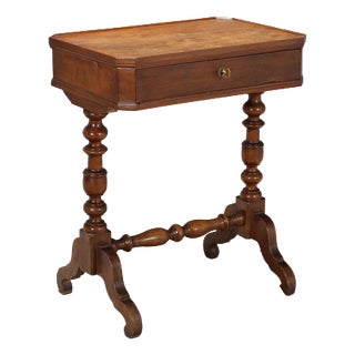 Walnut Work Table with Drawer For Sale