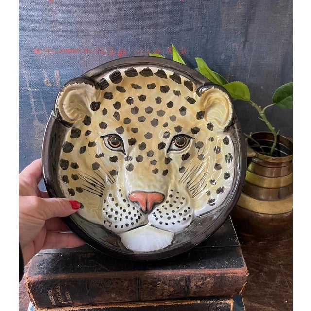 Black Vintage Leopard Ceramic Relief Bowl For Sale - Image 8 of 8