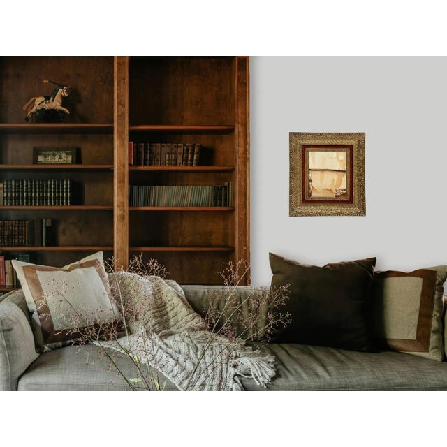 Victorian “Phoenix” Abstract Art in Antique Victorian Brown Velvet Frame, Southwest Transitional Wall Art by JTS For Sale - Image 3 of 9